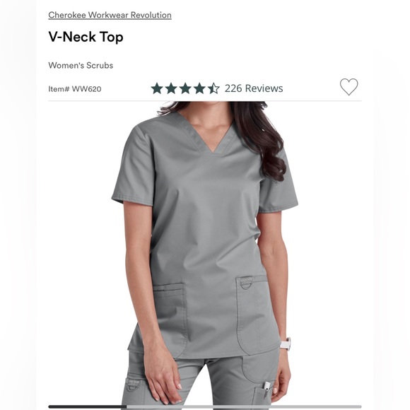 Cherokee Workwear Gray Scrub Set Small - Picture 4 of 4